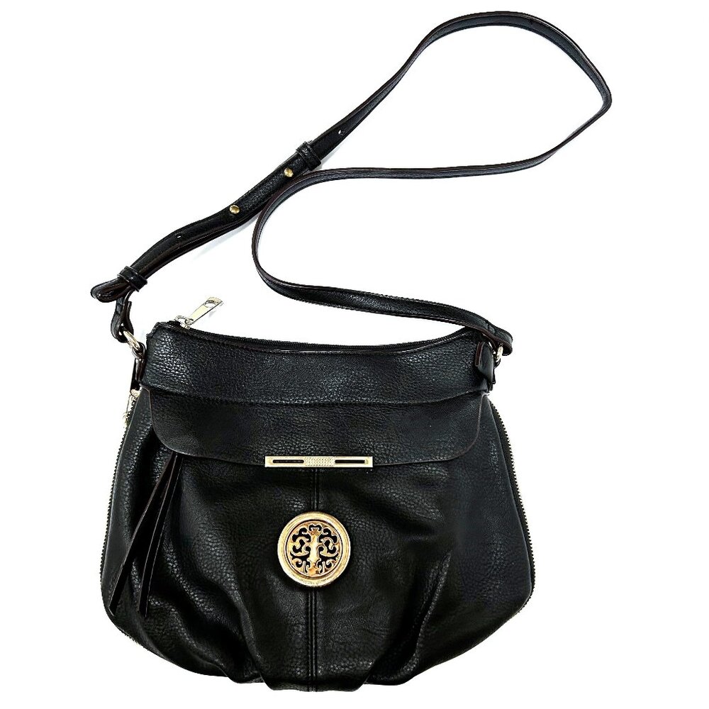 Black Crossbody Multi Pocket Shoulder Bag Purse with Adjustable Strap